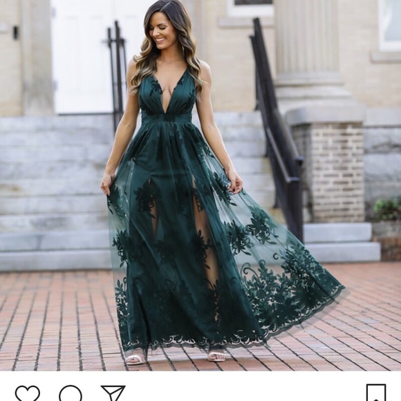 in any event hunter green maxi dress